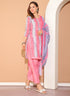 Peach & White Cotton Blend Printed Readymade Patiala Salwar Suit