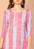 Peach & White Cotton Blend Printed Readymade Patiala Salwar Suit