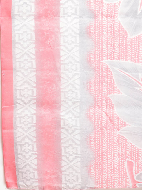 Peach & White Cotton Blend Printed Plus Size Ready to Wear Patiala Salwar Suit