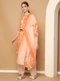 Light Orange & White Cotton Blend Printed Ready to Wear Patiala Salwar Suit