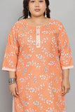 Light Orange & White Cotton Blend Printed Ready to Wear Patiala Salwar Suit