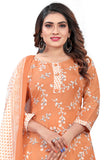 Light Orange & White Cotton Blend Printed Readymade Patiala Salwar Suit