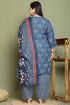 Grey & White Cotton Blend Printed Plus Size Ready to Wear Patiala Salwar Suit