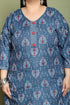 Grey & White Cotton Blend Printed Plus Size Ready to Wear Patiala Salwar Suit
