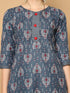 Grey & White Cotton Blend Printed Readymade Patiala Salwar Suit