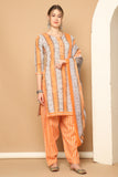 Light Orange & White Cotton Blend Printed Ready to Wear Patiala Salwar Suit