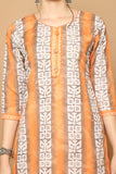 Light Orange & White Cotton Blend Printed Ready to Wear Patiala Salwar Suit