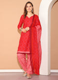 Maroon  Cotton Blend Printed Ready to Wear Patiala Salwar Suit