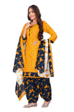 Mustard Cotton Blend Printed Ready to Wear Patiala Salwar Suit