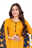 Mustard Cotton Blend Printed Ready to Wear Patiala Salwar Suit