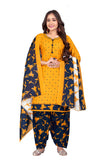 Mustard Cotton Blend Printed Ready to Wear Patiala Salwar Suit