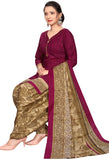 Wine Cotton Blend Printed Readymade Patiala Salwar Suit