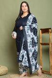 Navy Blue  Cotton Blend Printed Ready to Wear Patiala Salwar Suit