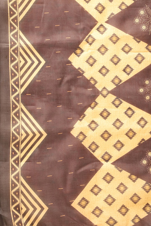 Brown Cotton Blend Printed Readymade Patiala Salwar Suit