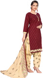 Maroon Cotton Blend Printed Readymade Patiala Salwar Suit