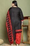 Black Cotton Blend Printed Plus Size Ready to Wear Patiala Salwar Suit