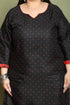 Black Cotton Blend Printed Plus Size Ready to Wear Patiala Salwar Suit