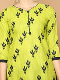 Neon Yellow Cotton Blend Printed Ready to Wear Patiala Salwar Suit