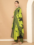 Neon Yellow Cotton Blend Printed Ready to Wear Patiala Salwar Suit