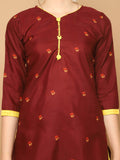 Maroon Cotton Blend Printed Readymade Patiala Salwar Suit