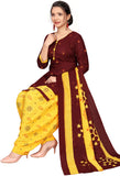 Maroon Cotton Blend Printed Readymade Patiala Salwar Suit