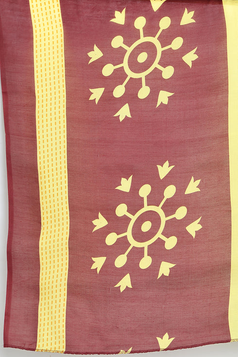 Maroon Cotton Blend Printed Plus Size Ready to Wear Patiala Salwar Suit