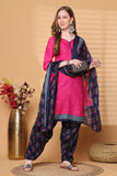 Rajnandini Pink Cotton Blend Printed Ready to Wear Patiala Salwar Suit