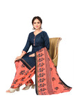 Blue Cotton Blend Printed Ready to Wear Patiala Salwar Suit