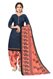 Blue Cotton Blend Printed Ready to Wear Patiala Salwar Suit