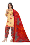 Cream Cotton Blend Printed Ready to Wear Patiala Salwar Suit