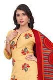 Cream Cotton Blend Printed Ready to Wear Patiala Salwar Suit