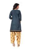 Grey Cotton Blend Printed Ready to Wear Patiala Salwar Suit