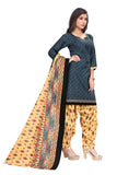 Grey Cotton Blend Printed Ready to Wear Patiala Salwar Suit