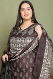 Brown Cotton Blend Printed Plus Size Ready to Wear Patiala Salwar Suit