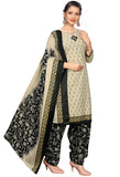 Beige Cotton Blend Printed Readymade Patiala Salwar Suit