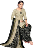 Beige Cotton Blend Printed Readymade Patiala Salwar Suit