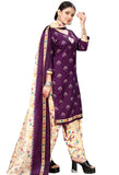 Purple Cotton Blend Printed Readymade Patiala Salwar Suit