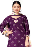 Purple Cotton Blend Printed Readymade Patiala Salwar Suit