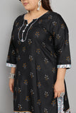 Black Cotton Blend Printed Ready to Wear Patiala Salwar Suit