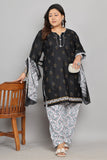 Black Cotton Blend Printed Ready to Wear Patiala Salwar Suit