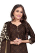 Brown Cotton Blend Printed Ready to Wear Patiala Salwar Suit