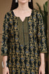 Green Cotton Blend Printed Readymade Patiala Salwar Suit