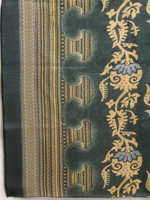Green Cotton Blend Printed Readymade Patiala Salwar Suit