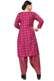 Magenta Cotton Blend Printed Ready to Wear Patiala Salwar Suit