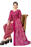 Magenta Cotton Blend Printed Ready to Wear Patiala Salwar Suit