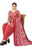 Maroon Cotton Blend Printed Ready to Wear Patiala Salwar Suit