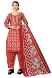 Maroon Cotton Blend Printed Ready to Wear Patiala Salwar Suit