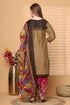 Khaki Cotton Blend Printed Ready to Wear Patiala Salwar Suit