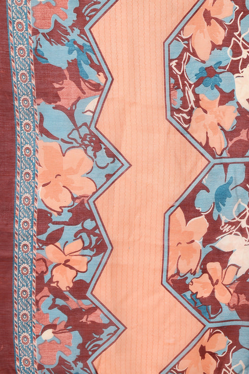 Light Orange Cotton Blend Printed Ready to Wear Patiala Salwar Suit