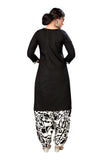 Black Cotton Blend Printed Ready to Wear Patiala Salwar Suit